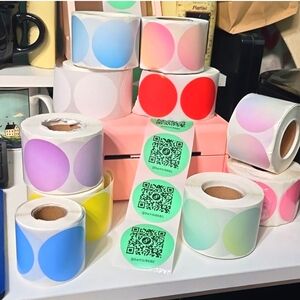 BUY NOW! 100 Thermal Stickers Available in Different Colors  2"Round QRCODE